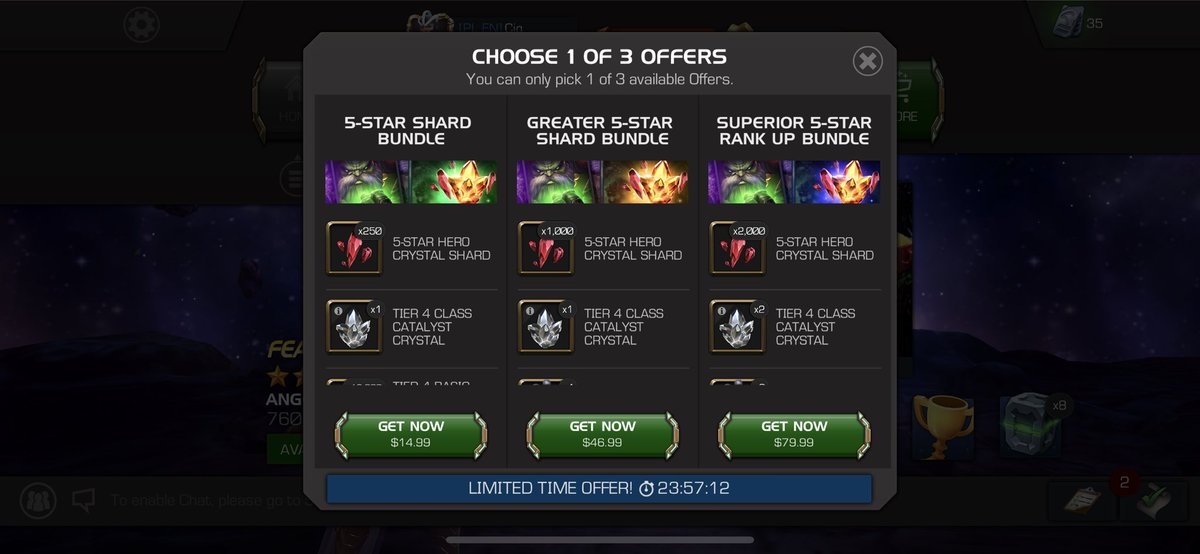 Wow just finished Act 4 on my new F2P and got this amazing offer! 250x 5* shards for only $15! Any takers?