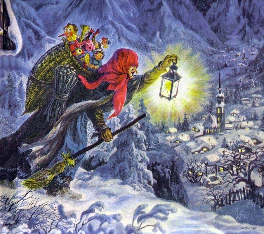 femerenas's tweet image. 1/7🔮Abrimos hilo sobre la Bruja BefanA🔮
#Historia | Es el único personaje femenino que reparte regalos en Navidad 👵🏼🎁🧹
En la mayoría de historias y tradiciones de todo el mundo son personajes masculinos los encargados de repartir 🎁 en estas fechas.  
#LaBefana #FelizNavidad