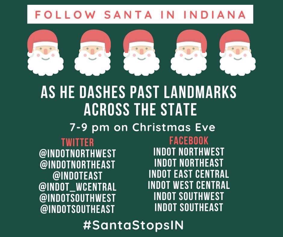 Majic951's tweet photo. Track Santa as he flies through Indiana. #SantaStopsIN @INDOT @INDOTNortheast https://t.co/SR5CYQfoRY