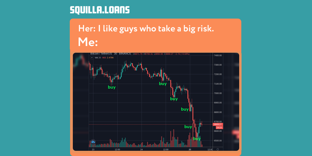 squilla_loans's tweet photo. I am somewhat of a trader myself, it doesn't get riskier! 😂🤣
By the way, #SquillaLoans minimizes your risks ☝️
#crypto #cryptocurrency #investments #bitcoin #ethereum  #dash #cryptotwitter #mems #cryptomems #squills #loan https://t.co/SBwekFNSek