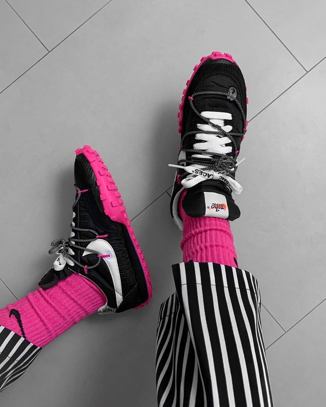 off white waffle racer pink