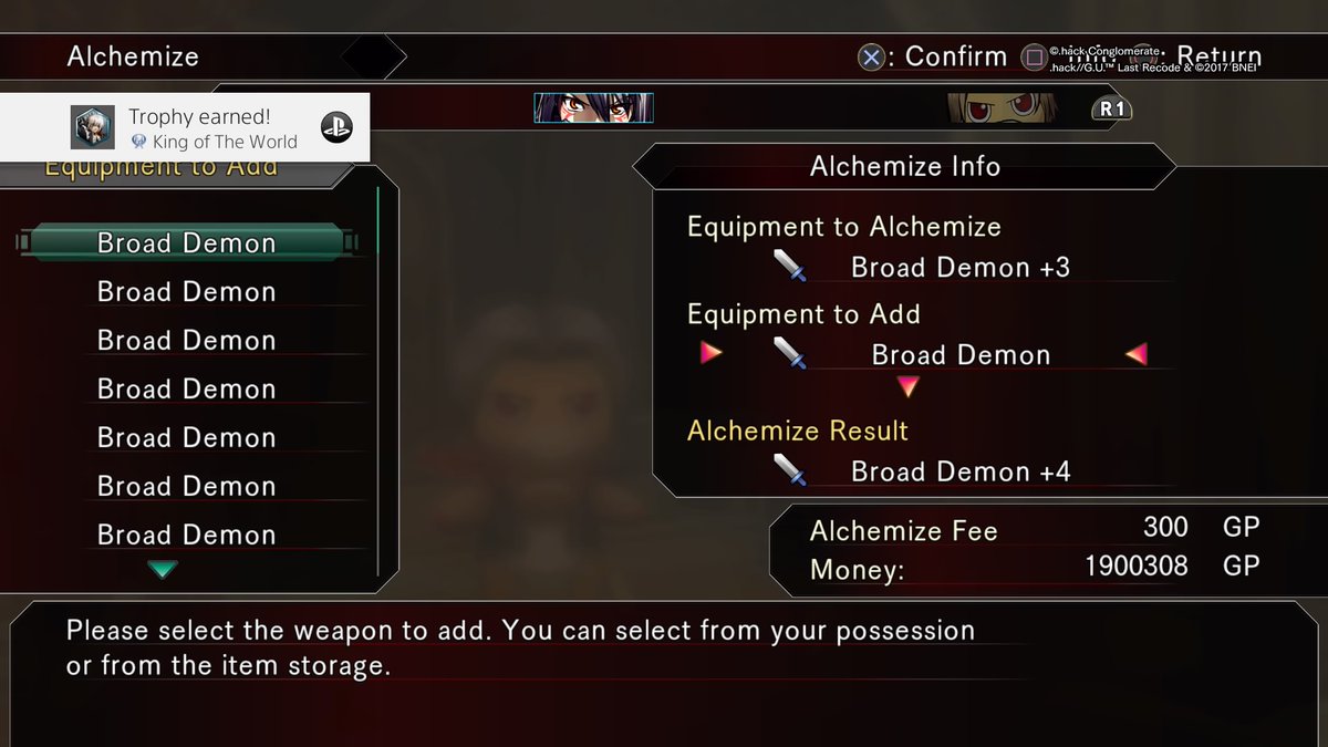 SBAYR0's tweet photo. .hack//G.U. Last Recode
King of The World (Platinum)
Obtain all trophies. #PS4share https://t.co/Tbku5FcTZg https://t.co/ThjlMDOouV