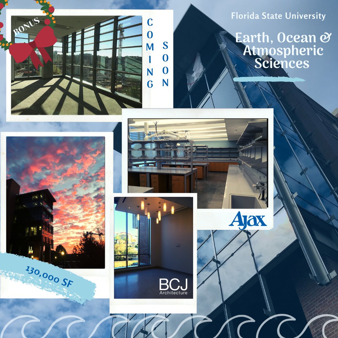 AjaxBuilding's tweet photo. #12DaysofAjax BONUS @FSU_EOAS w/ @BCJarchitecture is just shy of 100% complete. Despite a few last punch-list items, FSU has begun moving in so that def deserves a 12 Day shout out! We can't wait to show you the final photos next year #TeamAjax #BuildingCommunity #YearinReview https://t.co/mKeBh7kVez
