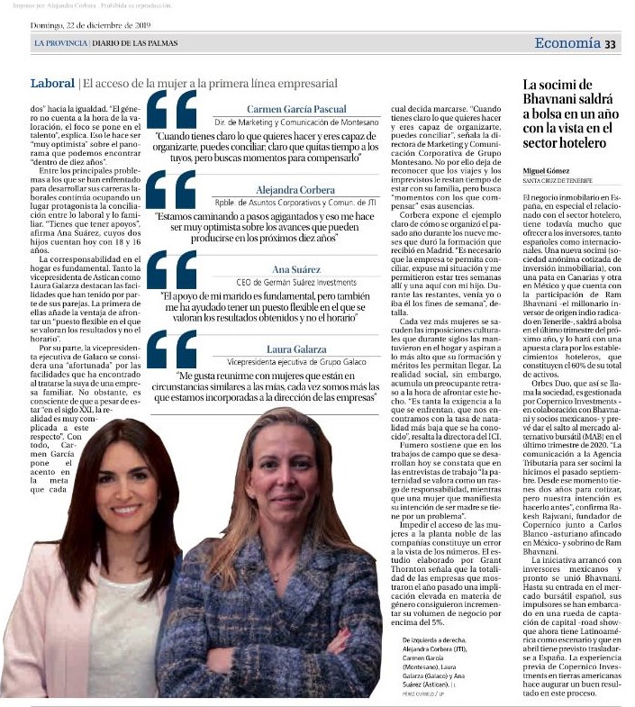 Compartimos artículo de prensa del Diario La Provincia del pasado Domingo en el que se detalla la situación de las mujeres directivas en Canarias.

Para leerlo mejor en pdf, pulsar en el siguiente enlace:
drive.google.com/file/d/1c7kb6H…