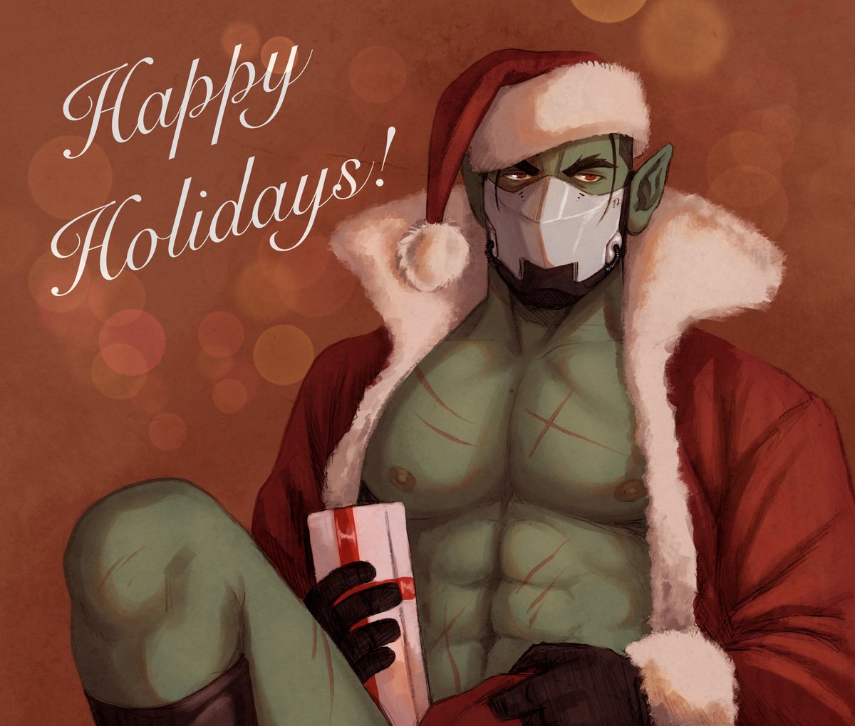 Happy Holidays! 🎄✨ You guys really seem to like Vereor, so I redrew that one postcard from Tom of Finland with him for this occasion. Hopefully it's not too risque!