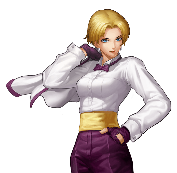 KING - "The Beautiful Kick's Illusion"Age: 24Country: FranceTeam: Women Fighters' TeamOrigins: Art of Fightinga former bouncer and a muay thai specialist. though a passionate woman, she doesn't open up to others often. she's a shrewd businesswoman who runs her own bar.