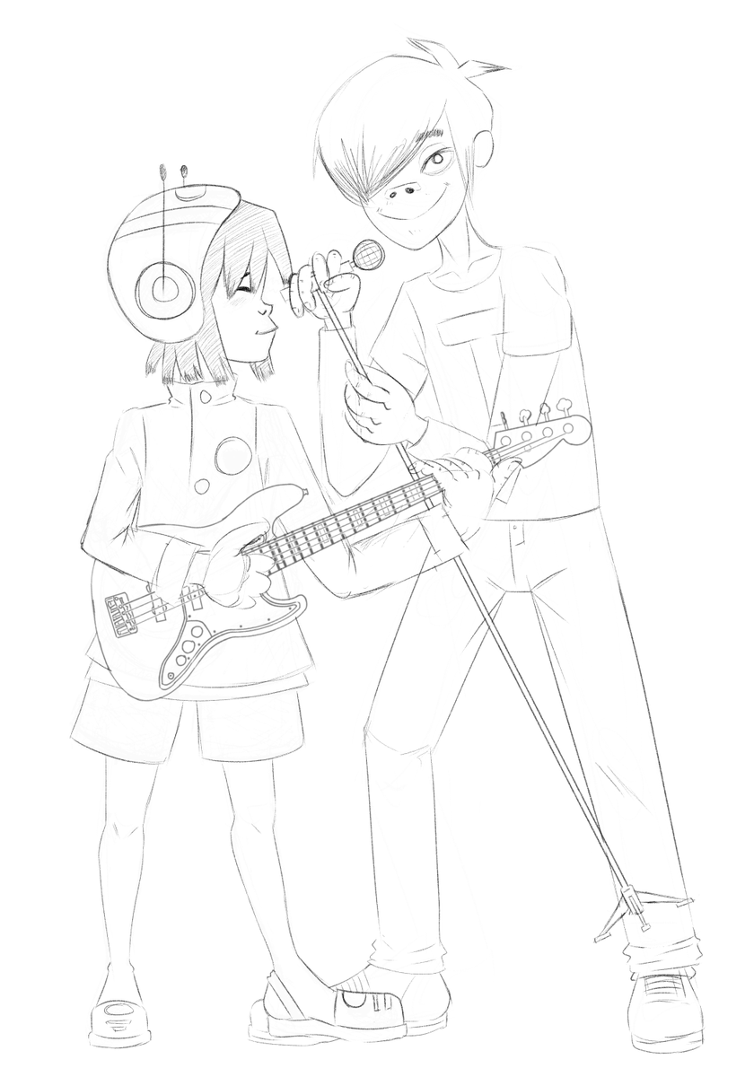 skyphoenixbloom's tweet photo. Sketches of Noodle and Stu wearing their outfits from the Clint Eastwood music Video…
#gorillaz #2nu #stoodle https://t.co/8IN4lzsyzM