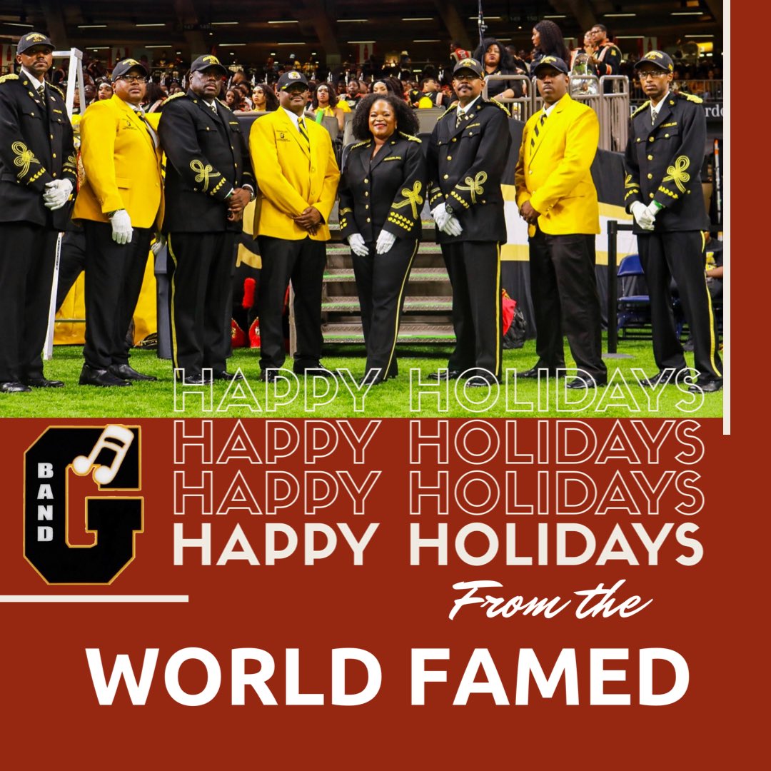 The #WorldFamed wants to wish you and your family Happy Holidays!🎄🎺
Don’t forget to get your tickets early to catch us in Atlanta at the Honda Battle of the Bands on January 25th!🐯❤️💛#WorldFamed #itsSHOWtime #GramFam #GramblingIsEverything #SwacBands #HBOB #WeWantAllTheSmoke