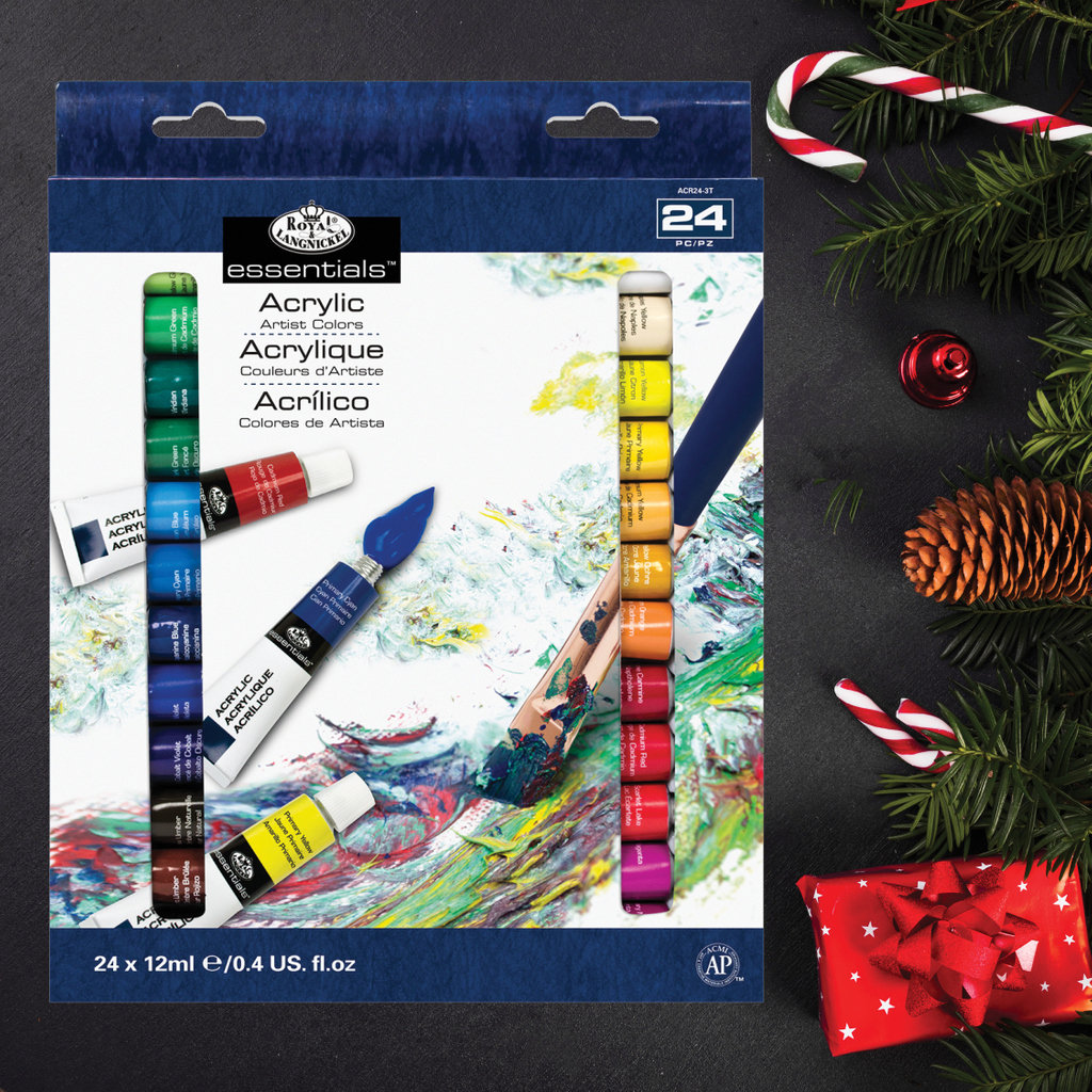 What pairs best with our premium brushes? Paints! This 24 pack of acrylic paints includes all the must-have colors any artist will love! Get them <a href="/Joann_Stores/">JOANN Fabric & Craft</a> while supplies last! 
#royalbrushart #acrylicpaints #giftideas #giftguide #artistgifts #christmasshopping #joannfabrics