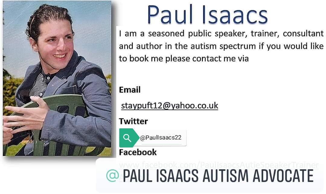 PaulIsaacs22's tweet image. If you would to book me as a speaker, trainer and/or consultant next year please contact me via email at staypuft12@yahoo.co.uk #paulisaacs #autism #bookings #training #consultancy