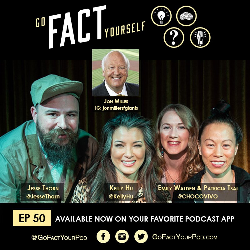 Guests: @JesseThorn & @KellyHu Experts: #JonMiller of @SFGiants, Patricia Tsai & Emily Walden of @CHOCOVIVO 🥎 So much good stuff! 🍫 Available now at bit.ly/GFYep50 📸: @ValadaPhoto
