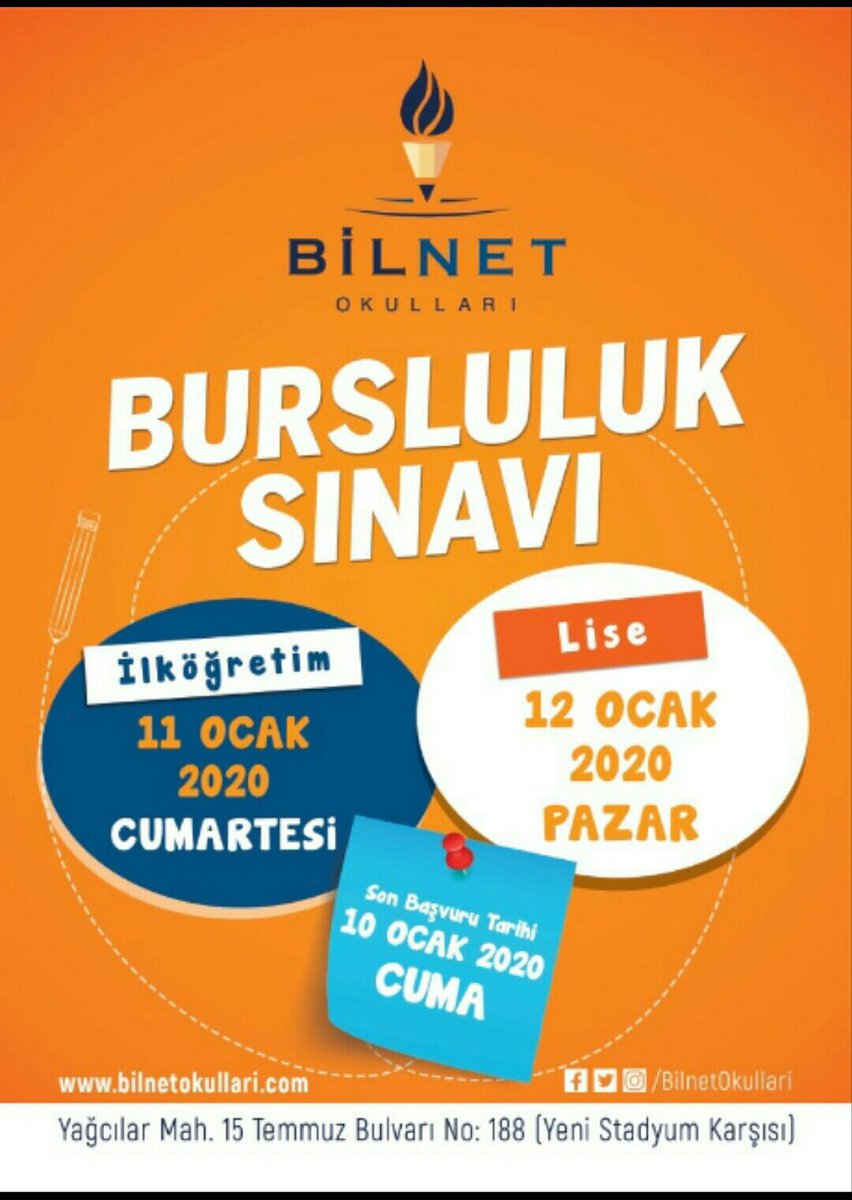 TuranIk72051472's tweet photo. “Bilnet Okulları Bursluluk Sınavı” İlköğretim 11 Ocak 2020 Cumartesi günü, Lise 12 Ocak 2020
Pazar günü gerçekleştirilecektir.
Başvuru için: https://t.co/xWSp78PTn4
#DoğruSınavlaDoğruGelecek https://t.co/OiagS8ErJy
