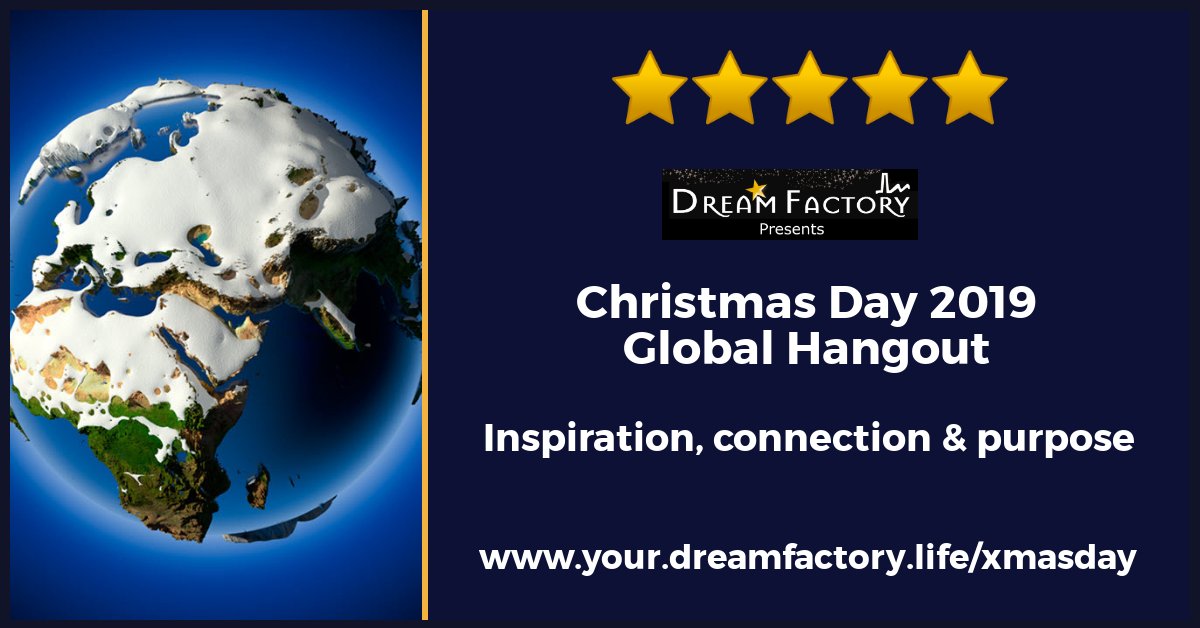 dreamfactory's tweet photo. Dream Factory virtual coming 2020. Gift for 2019: 100 Free Tickets for a #spontaneous #christmasday online community hangout https://t.co/kJwI6O8pRd. Dream &amp; connect. Live stage: music, visuals, chat, 121 webcam networking, group webcam chats. Have an #inspired #Christmas Share x https://t.co/bDzfEXllgP