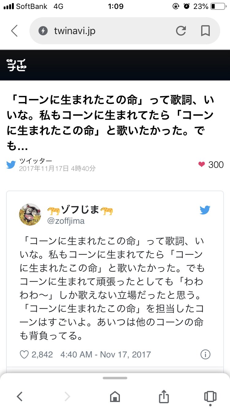 さめ On Twitter シャキッとコーンのcmどんなだっけ と思って コーンに生まれたこの命 歌詞 で検索したら上から2番目にゾフじまのシャキッ とコーン考察がまとめられたサイトが出てきた