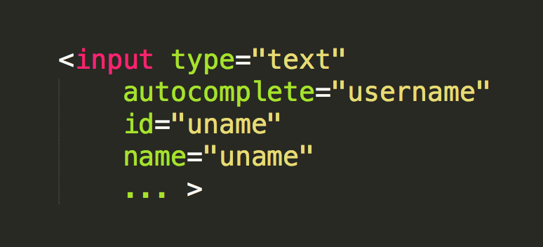 HTML5 markup with an input element and autocomplete attribute with a value of username