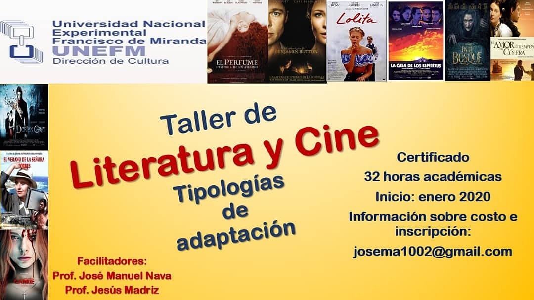 Jmadriz04's tweet photo. Taller de LITERATURA Y CINE.
Modalidades de participación: 1) Semipresencial y 2) Virtual para quienes estén fuera de Coro. Los cupos son limitados, para saber cómo participar escríbenos al correo que aparece en el flyer o por mensajería interna. https://t.co/EIGWfIWOCv