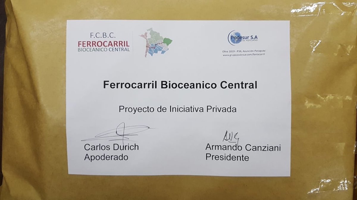 mopcparaguay's tweet photo. .@ferrocarrilespy recibió el proyecto del #FerrocarrilBioceánicoCentral, una iniciativa privada que propone una inversión de aproximadamente USD 600 millones.
La oferta fue presentada
oficialmente por los representantes de la firma #Prodesur.
#ObrasParaLaGente 🇵🇾 https://t.co/a51caP3H43