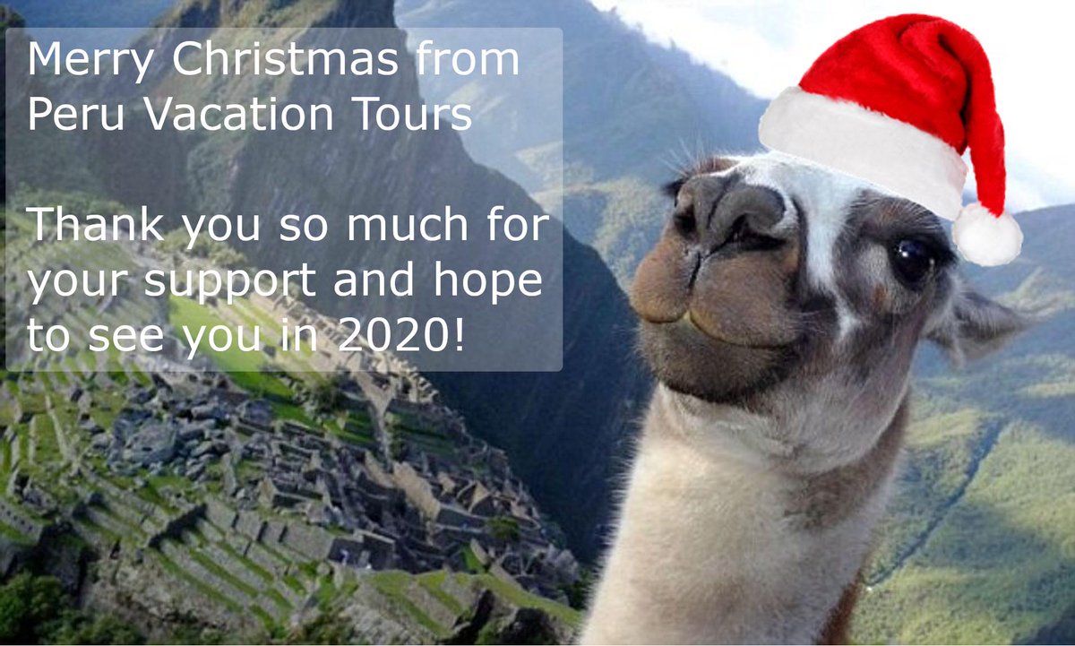 PeruVTours's tweet photo. Merry Christmas to everyone! Feliz navidad a todos! 

We hope you enjoy your holidays with friends and family. 

We look forward to seeing you in the future on your travels 😀😀

#merrychristmas #feliznavidad #peruvacationtours #perutravel #llamafun #machupicchu #peru https://t.co/OS6bvkBugR