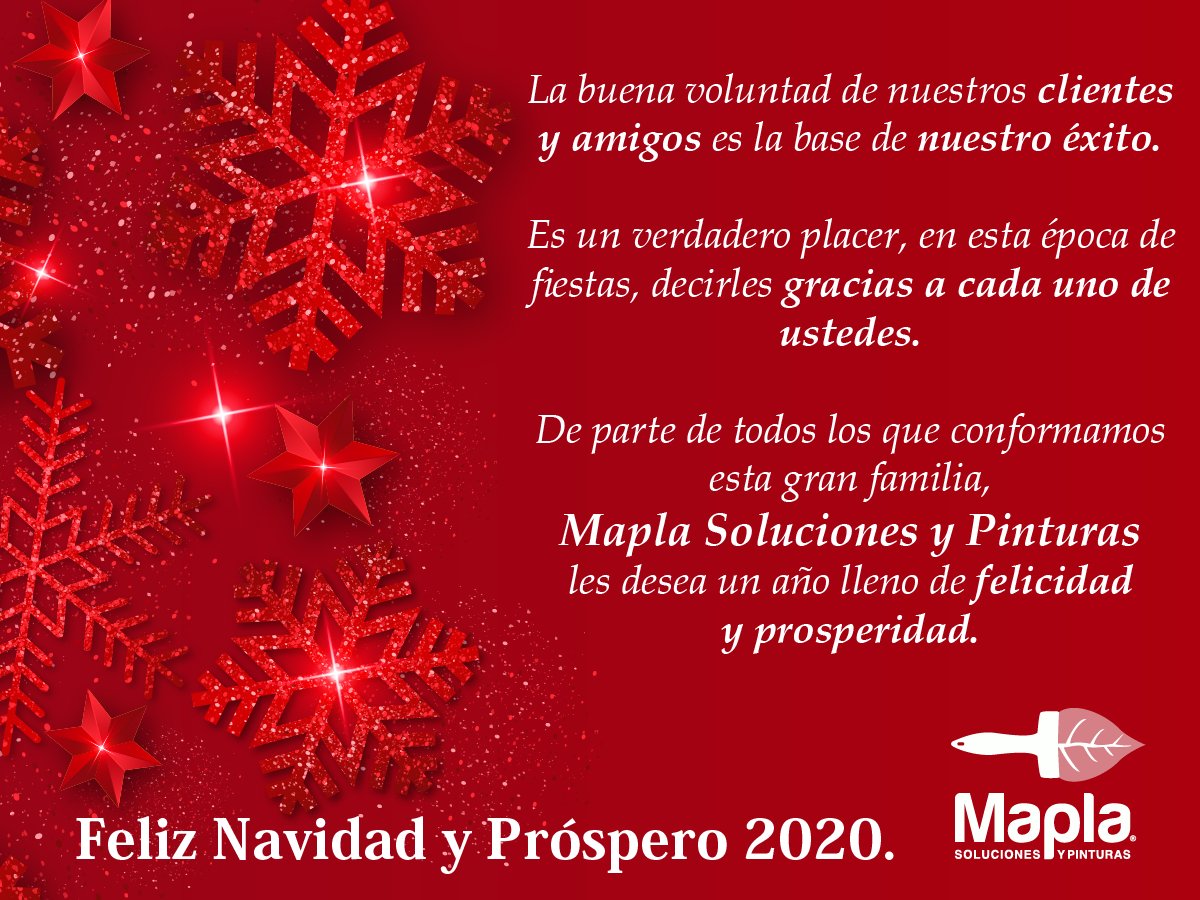 PinturasMAPLA's tweet photo. Feliz Navidad y Próspero año 2020 a todos nuestros clientes y amigos 🥳🎄🎆🎉 https://t.co/96vBHWxm87