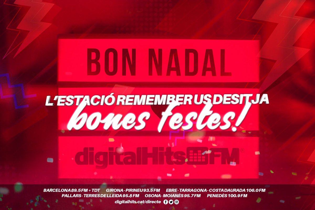 digitalhitsfm's tweet photo. ✨ L’Estació Remember de #Catalunya us desitja BONES FESTES! 💫 Gràcies a tots per escoltar-nos ❤️
.
#Radio #Catalunya #FM #RememberDance #DigitalHits @digitalhits @digitalhitsfm https://t.co/iePJO5ja8B
