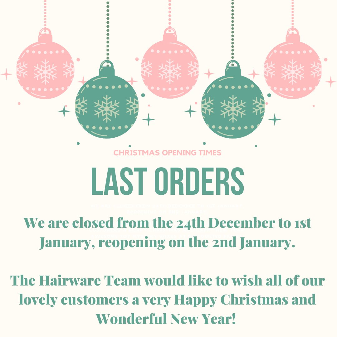 Hairware's tweet photo. Christmas Opening Hours - https://t.co/iMctUOjxTy https://t.co/G4DMWBU1ZU