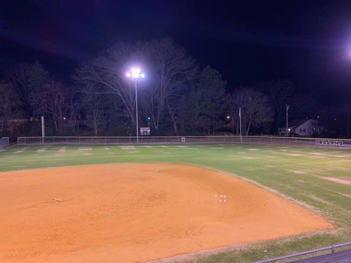 DburgHigh's tweet photo. In a moving tribute, the lights of Doug French Field remained on throughout last night in honor of Coach Doug French. @dburgsball https://t.co/4Cqv71lYnI