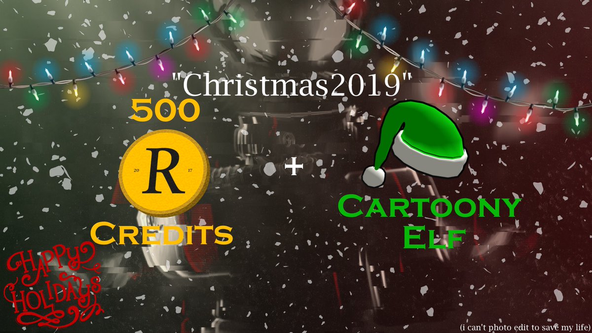 Resurrection Studios On Twitter Tis The Season Redeem The Code Christmas2019 For 500 Res Credits And An Exclusive 2019 Holiday Only Cartoony Elf Hat For Your Loadout Https T Co Ut5xmgyse3 - twitter cartoony elf roblox Resurrection Studios On Twitter Tis The Season Redeem The Code Christmas2019 For 500 Res Credits And An Exclusive 2019 Holiday Only Cartoony Elf Hat For Your Loadout Https T Co Ut5xmgyse3 - cartoony elf roblox