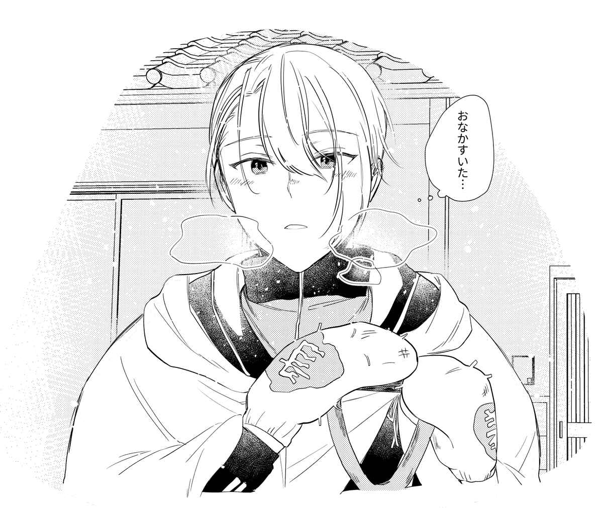 雪かき当番の着膨れ長義くん てぶくろは貰いもの 