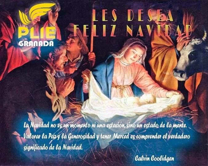 PLIEGranada's tweet photo. Desde PLIE GRANADA queremos felicitar la Navidad que es el momento único que tenemos en el año para celebrar con nuestros seres queridos y familiares que el Amor existe. https://t.co/qxy1IzVSaO
