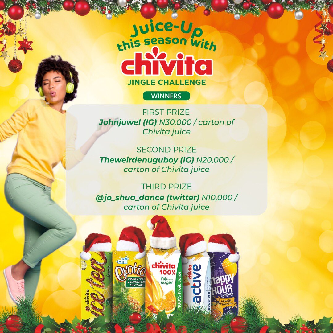 We had so many interesting entries on all platforms, but we can only choose a few.

Congratulations to our lucky winners. Enjoy the rest of the season with the only refreshment that counts. 

All winners will be sent a DM with further information on how to collect their prizes.