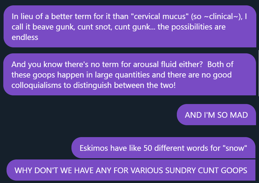 ThisAnger's tweet photo. Someone is sharing their Ire!!!!   #ThisDayInAnger get angry @ThisAnger RT @hardm0de: Sometimes I get heated about vag juices in the group chat 💕

#sciencebitches #rant #feminism https://t.co/KyDAv76SWM