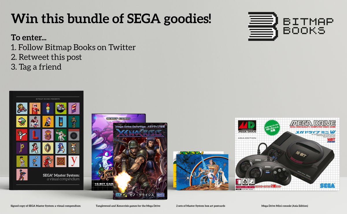 bitmap_books's tweet image. **COMPETITION TIME**

Tis the season for giving and we have an awesome bundle of SEGA goodies to giveaway. 🎉

To enter...
1. Follow Bitmap Books on Twitter
2. Retweet this post
3. Tag a friend

A winner will be announced on 3rd Jan 2020