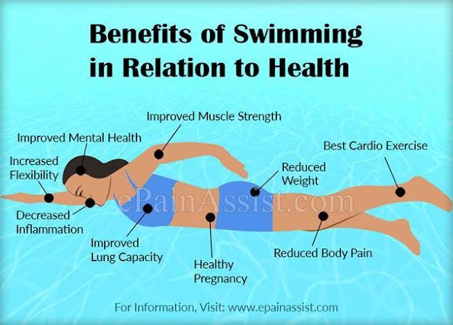 Swimming is an excellent way to work your entire body and cardiovascular system. An hour of swimming burns almost as many calories as running, without all the impact on your bones and joints. https://www.healthline.com/health/benefits-of-swimming