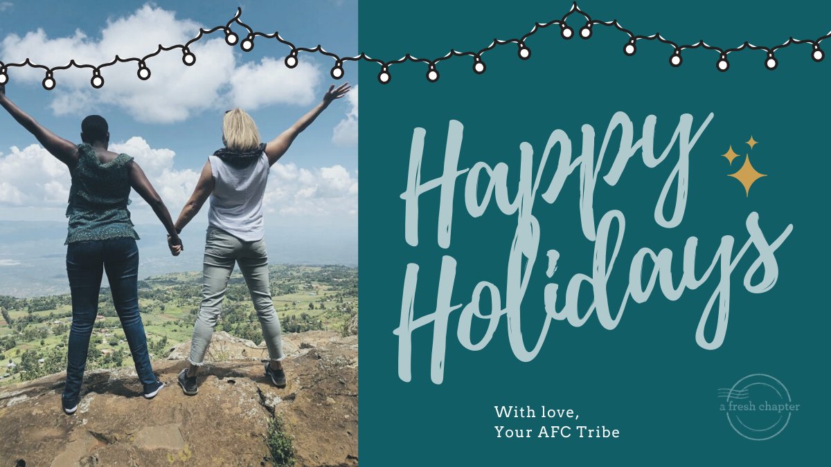 afreshchapter's tweet photo. Happy Holidays from AFC! We wish you all holiday cheer and hope you enjoy this time of relaxation. Sending extra love to our #AFCTribe for keeping our spirits bright all year long. https://t.co/ttQ05emzeu