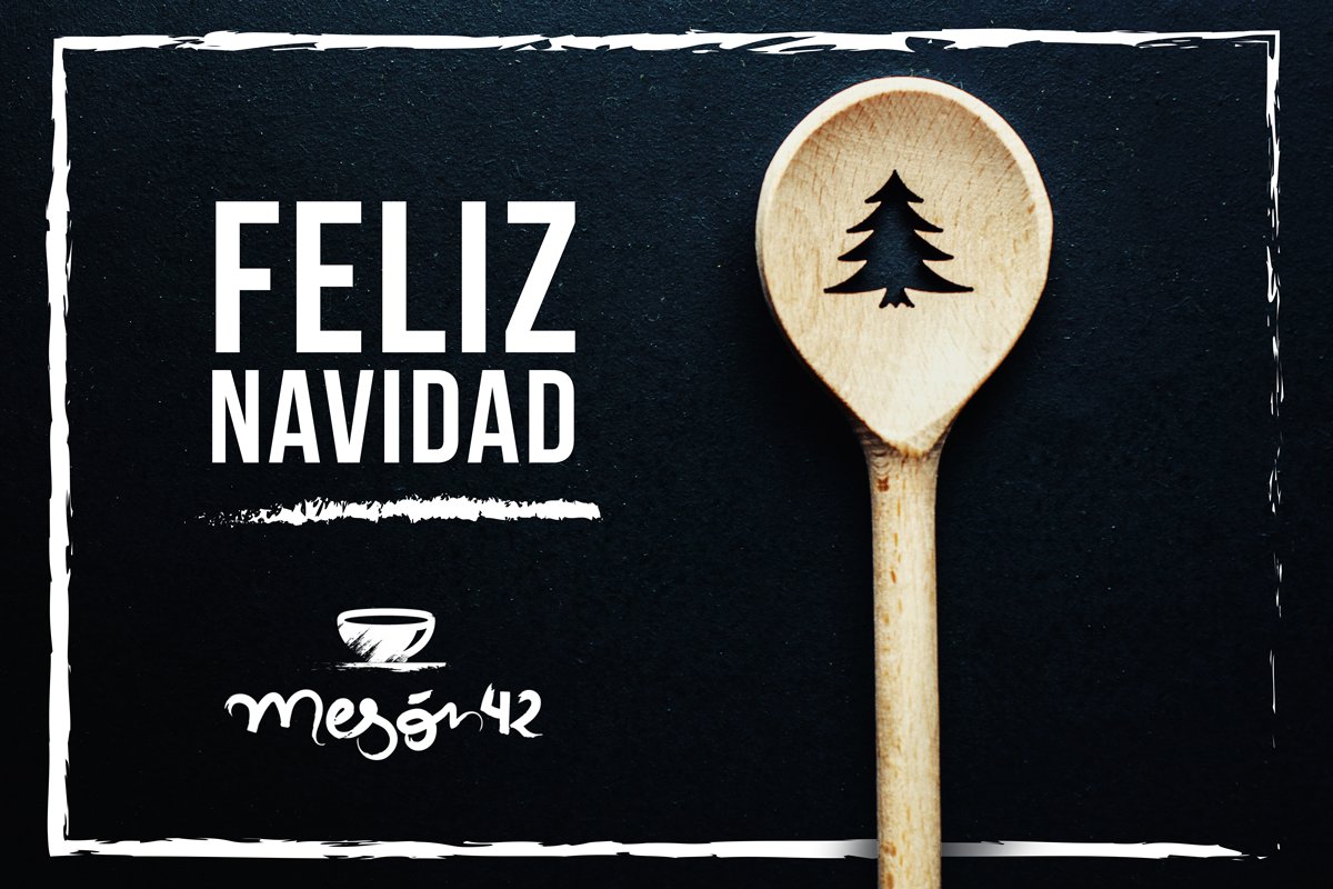42meson's tweet photo. Aunque no abramos esta #noche ni mañana en todo el día, ¡no podíamos quedarnos sin felicitaros la #Navidad!  🎄 😉  Gracias por confiar en nosotros otro año más 🙌
.
📞981 58 10 09
✉️ reservas@meson42.com
.
#Meson42 #santiago #compostela #food #foodies https://t.co/t1jny4jpll