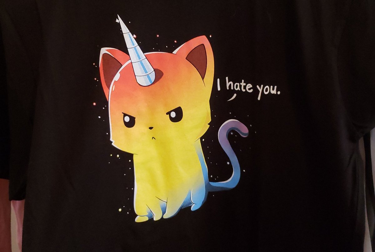 robotickitty421's tweet photo. New tshirts from the husband! π
#Robotickitty421 #tshirts #cats #deadpool #ihateyou #unicorncat #MerryChristmas https://t.co/eIO9KS3sKd
