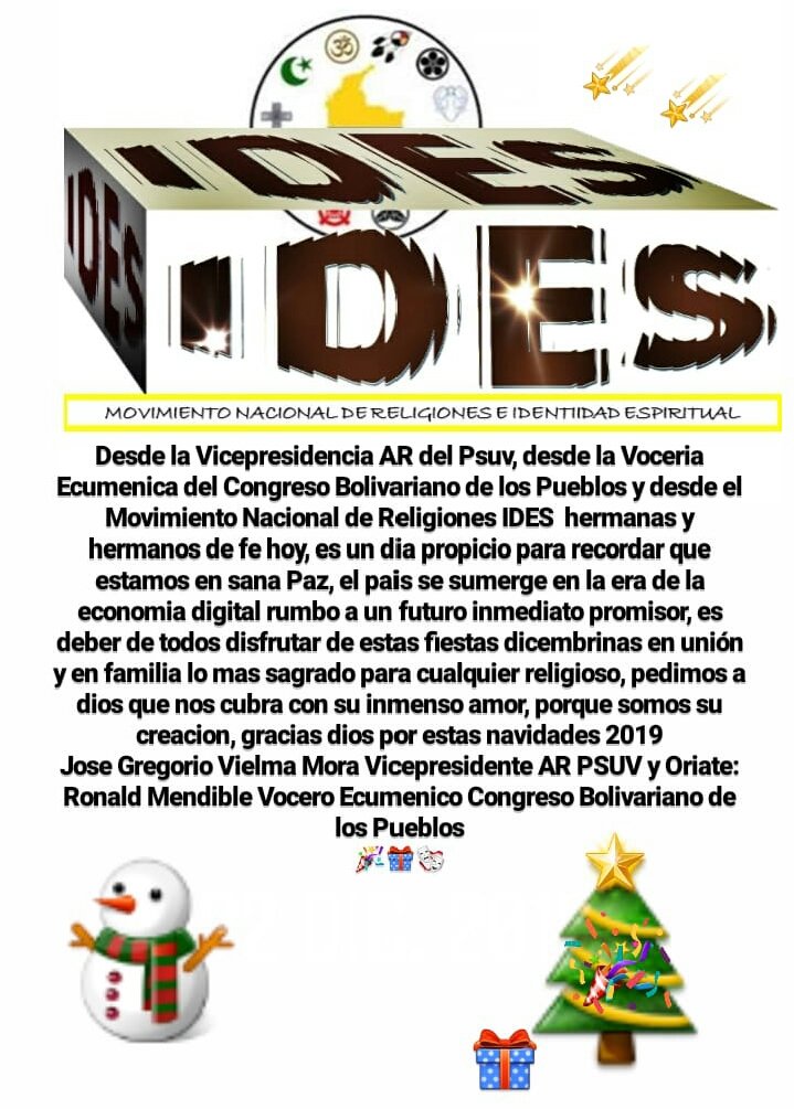 Ronald Mendible. ✝☪🕉☸✡🔯🕎🏳️ (@ronaldmendible) on Twitter photo .<a href="/NicolasMaduro/">Nicolás Maduro</a> .<a href="/JoseGVielmaMora/">Vielma Mora</a> .<a href="/taniapsuv/">Tania Valentina Díaz</a> .@psuvaristobulo .<a href="/dcabellor/">Diosdado Cabello R</a> .<a href="/apontejab/">Johalbert Aponte Bermejo 🎥🎙️</a> .<a href="/ORIATEVENEZUELA/">CNI Consejo Nacional Intereligioso 🇻🇪🕎✝️☪️☯️🕉</a> .<a href="/cultura_anc/">Comisión Permanente de Identidad Cultural ANC</a> .<a href="/IDENTIDADESPIR1/">IDENTIDAD ESPIRITUAL (Oficial)</a> .<a href="/religiones_an/">ReligionesAncestrales (Oficial)🎎🌱🌳</a> .<a href="/religionjuvenil/">Juventud Religiones Ancestrales (Oficial)</a> .<a href="/PSUVoficial/">PSUV Oficial</a> .<a href="/NicolasMaduro/">Nicolás Maduro</a> .<a href="/JoseGVielmaMora/">Vielma Mora</a> .<a href="/taniapsuv/">Tania Valentina Díaz</a> .@psuvaristobulo .<a href="/dcabellor/">Diosdado Cabello R</a> .<a href="/apontejab/">Johalbert Aponte Bermejo 🎥🎙️</a> .<a href="/ORIATEVENEZUELA/">CNI Consejo Nacional Intereligioso 🇻🇪🕎✝️☪️☯️🕉</a> .<a href="/cultura_anc/">Comisión Permanente de Identidad Cultural ANC</a> .<a href="/IDENTIDADESPIR1/">IDENTIDAD ESPIRITUAL (Oficial)</a> .<a href="/religiones_an/">ReligionesAncestrales (Oficial)🎎🌱🌳</a> .<a href="/religionjuvenil/">Juventud Religiones Ancestrales (Oficial)</a> .<a href="/PSUVoficial/">PSUV Oficial</a>