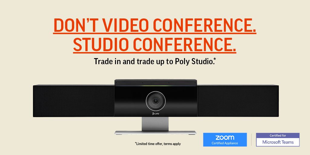 Don’t video conference. Studio conference with #PolyStudio.

Trade In and Trade Up 👉 bit.ly/2DNDK6R