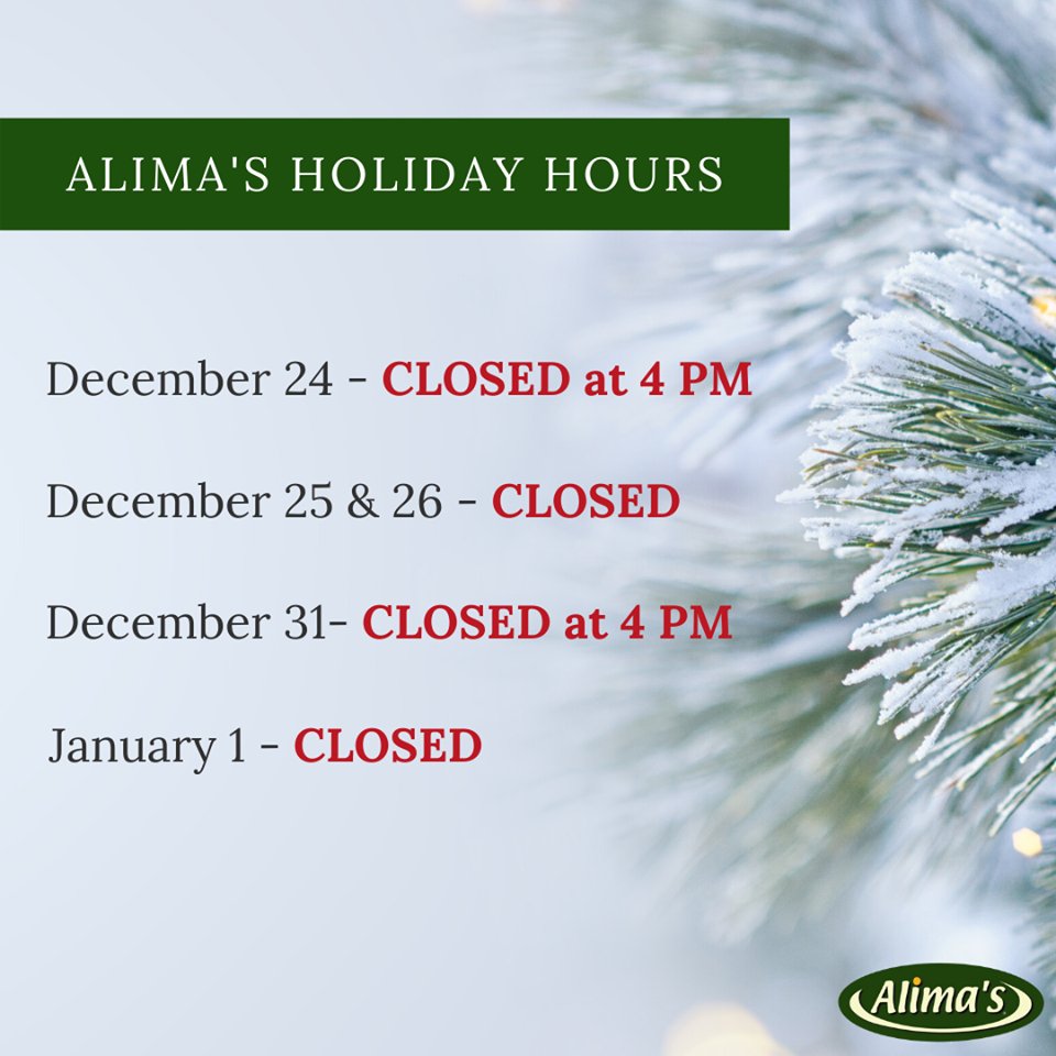 AlimasRoti's tweet photo. As we get into the holiday season please remember to place your orders ahead of time to avoid any disappointment. Our holiday hours are outlined below!

Give us a call on 905-791-7684, remember no order is too small! https://t.co/iNg5AKns2j