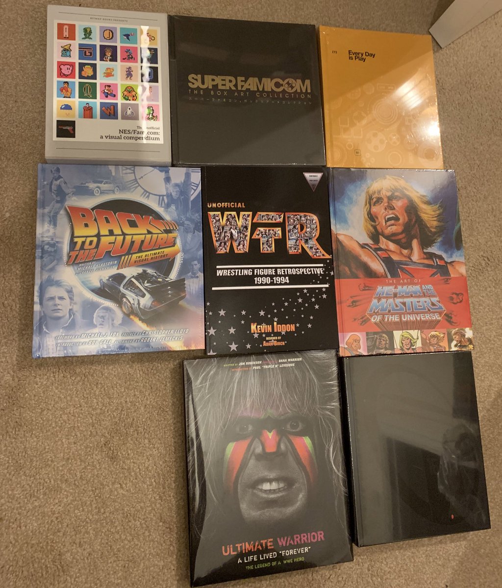 WWFHasbroBook's tweet photo. Awesome collection! @bitmap_books #ReadOnlyMemory @BacktotheFuture @MOTUTalk #ultimatewarrior #everydayisplay - my @TMNT book is hiding https://t.co/xlieX9Q6kZ