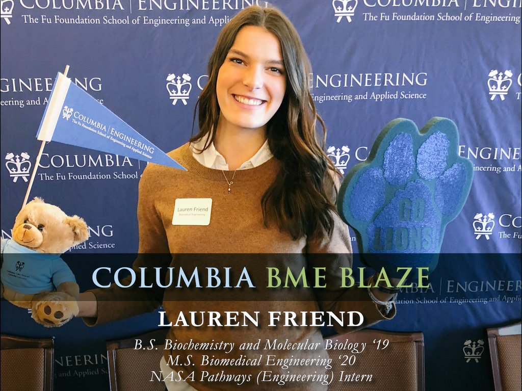 ColumbiaBME's tweet photo. Introducing Columbia's BME Blaze, a monthly feature that shines a light on the people of BME. In the 1st Blaze, get to know M.S. student @laurenfriend5 as she chats about her @ColumbiaBME experience. Read more @ https://t.co/Onzx8ZQojY 
#columbiabmeblaze #bme20 #columbiabme #blog https://t.co/28x8lu1f1a