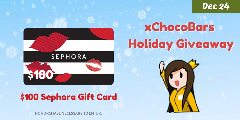 xChocoBars's tweet photo. Day 5 of giveaways 🥰

A $100 Sephora Gift Card! 

to enter:
• follow me! 
• like &amp; retweet  
• your favourite makeup brand or who you’d give this to! ☺️❤️

ends in 24 hours! https://t.co/XlPjYPpfAI