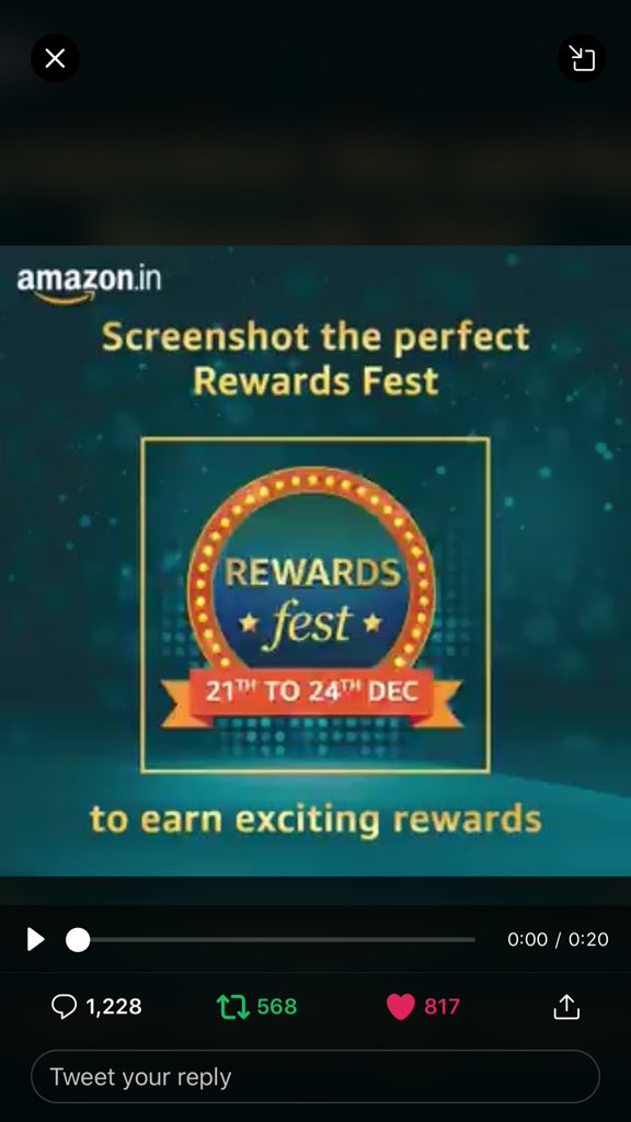 fotokiran's tweet photo. @amazonIN Here's perfect #RewardsFest logo screenshot. @amazonIN
#AmazonRewadsFest
Join friends
@7thNovember
@blessedkamal
@kalpeshrana111
@sengodan4
@NehalRoys
@prashantDocean
@godsowntalk
@khemka_nidhi https://t.co/bkSx9IB4Ag