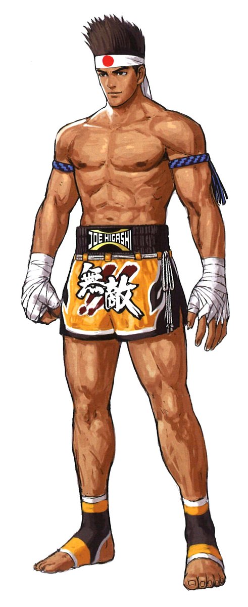 JOE HIGASHI - "The Young Champ of Muay Thai"Age: 23Country: JapanTeam: Fatal Fury TeamOrigins: Fatal Furythe third wheel of the fatal fury team, joe is a hotblooded and passionate master of muay thai. he's japanese, but was raised in thailand, where he learned to fight.