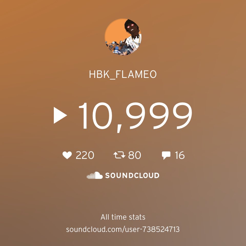 ITSFLAMEOOO's tweet photo. Shout out to all my fans for making my #soundcloudstats 🔥 Keep listening at: https://t.co/8wTGZwz4i5 https://t.co/wIjIrNTRgd