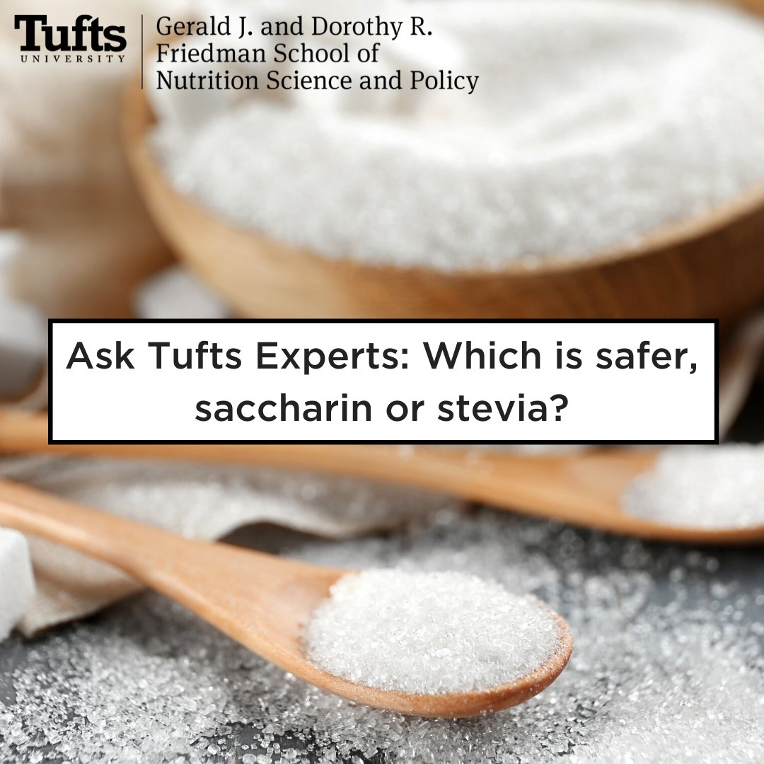 Tufts Experts say: Both stevia and saccharin have relatively high daily safe intake limits and there is no conclusive research showing that one is safer than the other. However, getting your sweet fix from fruits and sweet veggies is the healthiest choice. bit.ly/2MpBCac