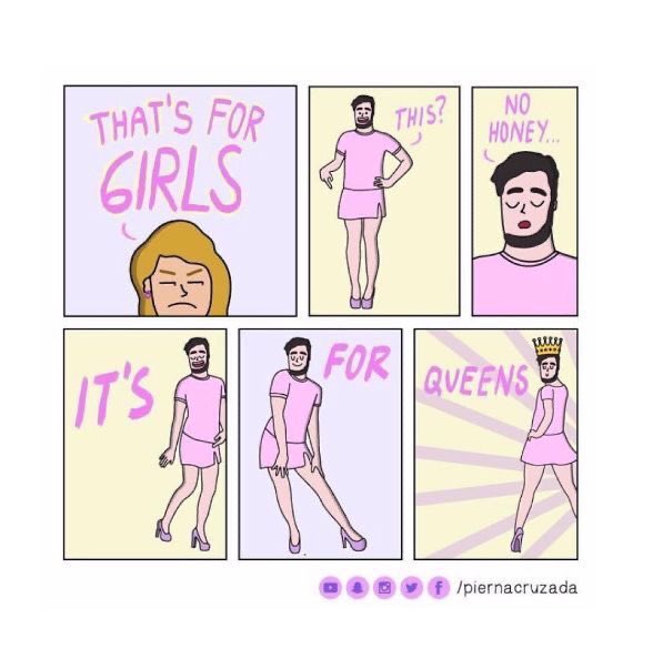 courtesy of @piernacruzada for illustrating how dudes can strut like a queen just as much as girls 💕 you go gal/guy/other! 

#feminist #feminism #fulltimfeminist #feminists #feministsofinstagram #gayrights #lqbtq #lgbtq🌈 #womensrights #womensrightsmovement #lgbt #gay #queen