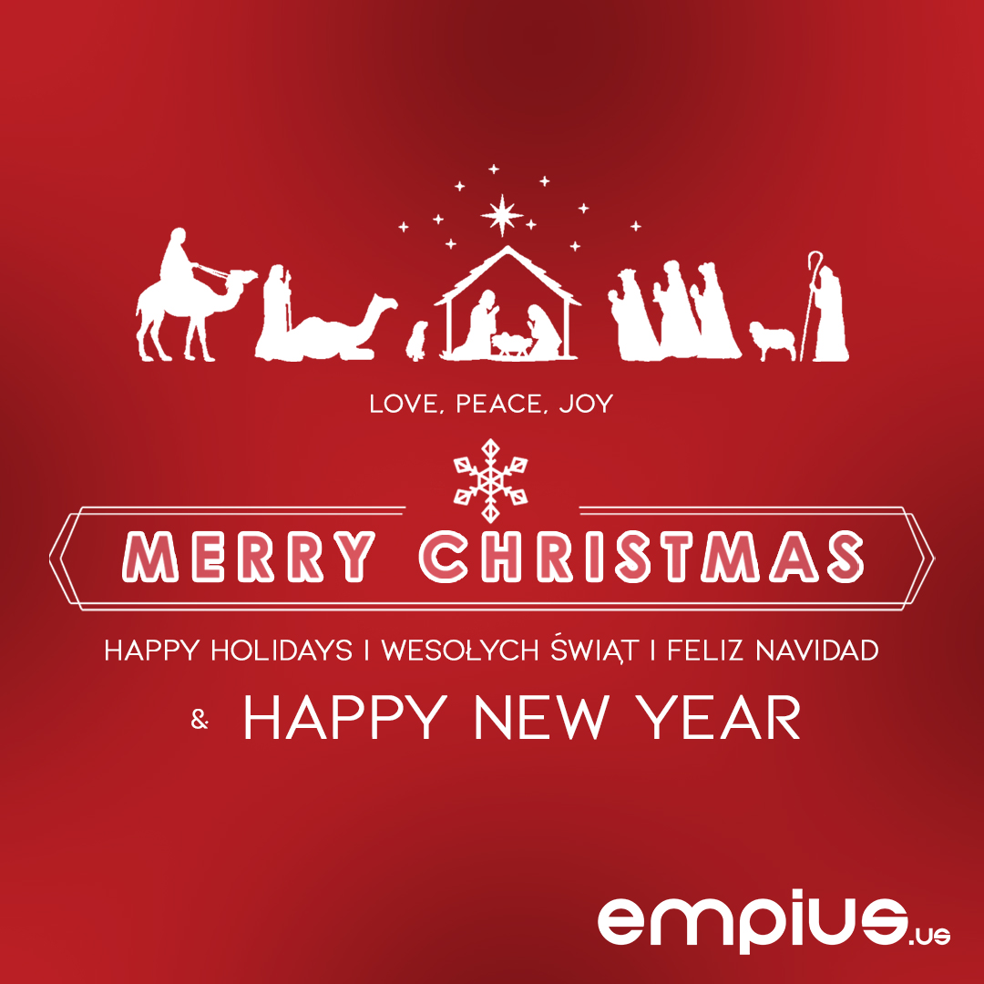 During this season, we take time to reflect upon the good things we have... like our partnership with YOU. 🎄We appreciate working with you and hope that the holidays and the coming year will bring you happiness and success.

Merry Christmas | Wesołych Świąt | Feliz Navidad