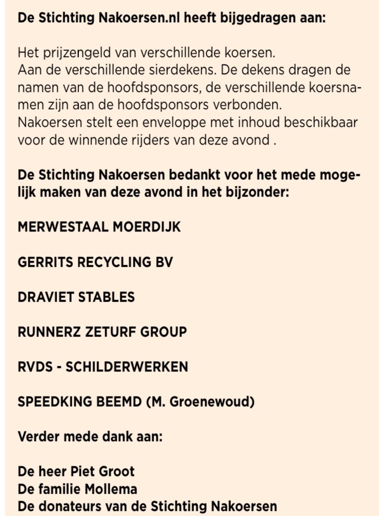 nakoersen's tweet image. Komende vrijdag is het zover: De Nakoersendag 2019 op @VictoriaparkVpw! 

Nakoersen draagt bij aan het prijzengeld, de ereprijzen en de sierdekens van de diverse koersen. 

Nakoersen bedankt zijn sponsors voor het mogelijk maken van deze fantastische avond!

Komt allen!