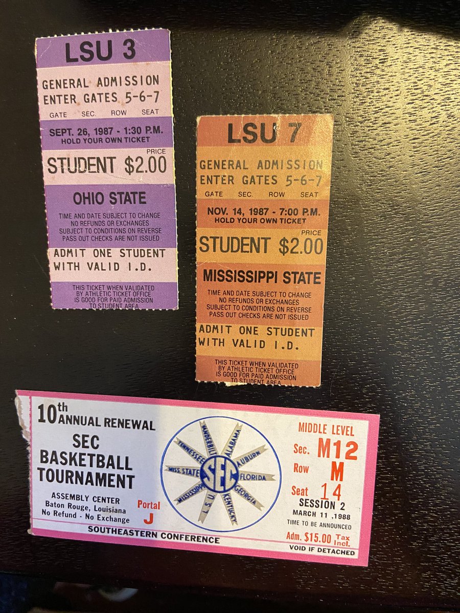 Liza_Cuthbert's tweet photo. Enjoying looking through my old photo albums... $2 for a student ticket back in the day at LSU! https://t.co/Y44FtxA97w